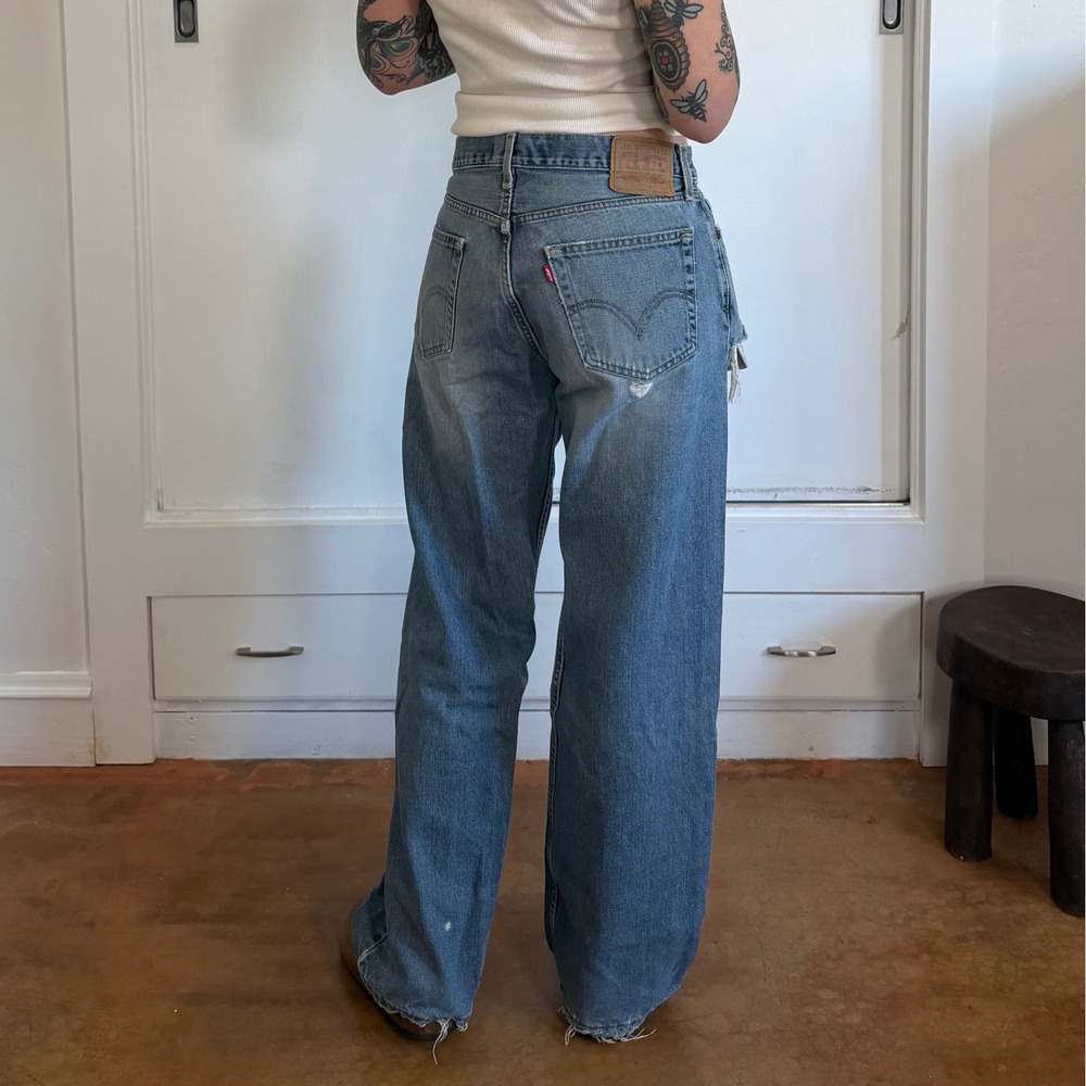 Vintage Levis 529 Mens Jeans 34x32 Light Wash Distressed Baggy Straight Leg - Picture 5 of 7